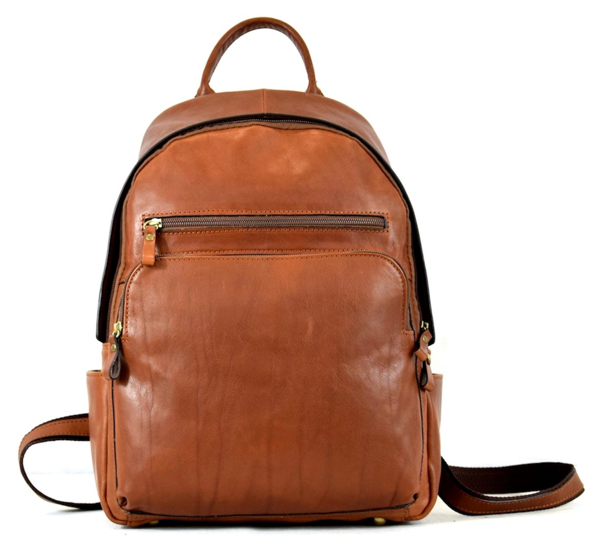 Gussaci - Herren Leder Rucksack braun - Laptopfach 15 Zoll - organisierte Taschen 30x15x40 cm