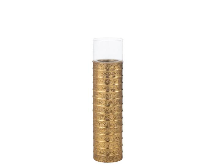 Ambia Home Windlicht, Goldfarben, Metall, Glas, zylindrisch, 24.5x108x24.5 cm, Glaseinsatz, Dekoration, Laternen & Windlichter, Windlichter