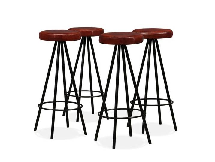 Tabourets de bar - VIDAXL - Cuir véritable - Marron - Lot de 4