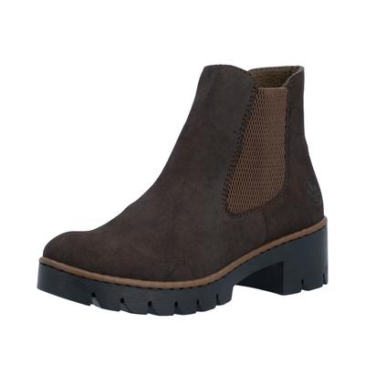 Chelseaboots RIEKER, Damen, Gr. 42, wärmend, braun, Lederimitat, aufgeraut, unifarben, Basic, Schuhe Chelseaboots, Stiefelette, Schlupfboots mit Profilsohle, Topseller
