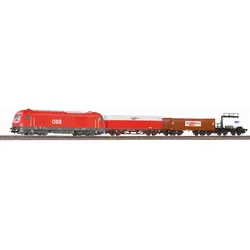 PIKO H0 97948 - Start-Set mit Bettung Herkules ÖBB mit 3 Güterwagen