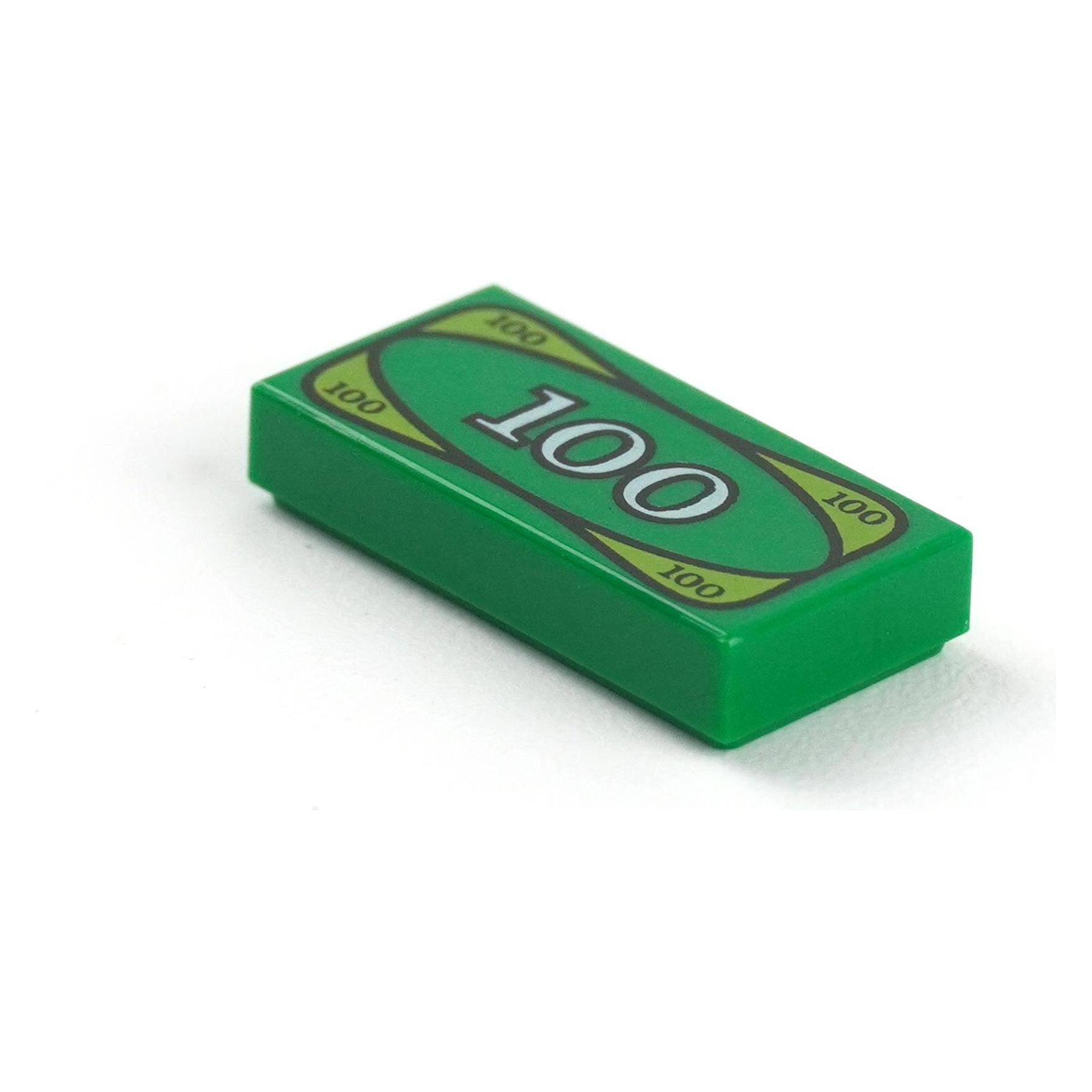 LEGO Geldschein 1x2 Fliese - Grün 3069bpx7 - 100x (306926, LEGO Zubehör) (3069bpx7)