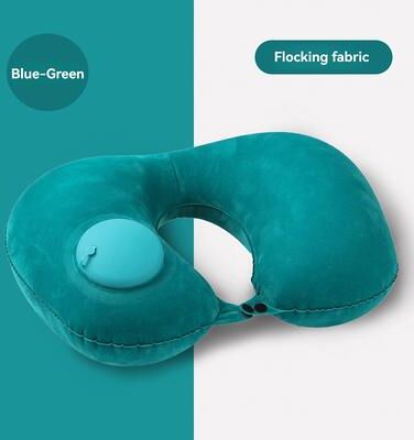 Combo Retail Shop Inflatable Pillow Travel, Portable Neck Protection, Press Inflatable U shaped Pillow, Travel Storage Neck Pillow green
