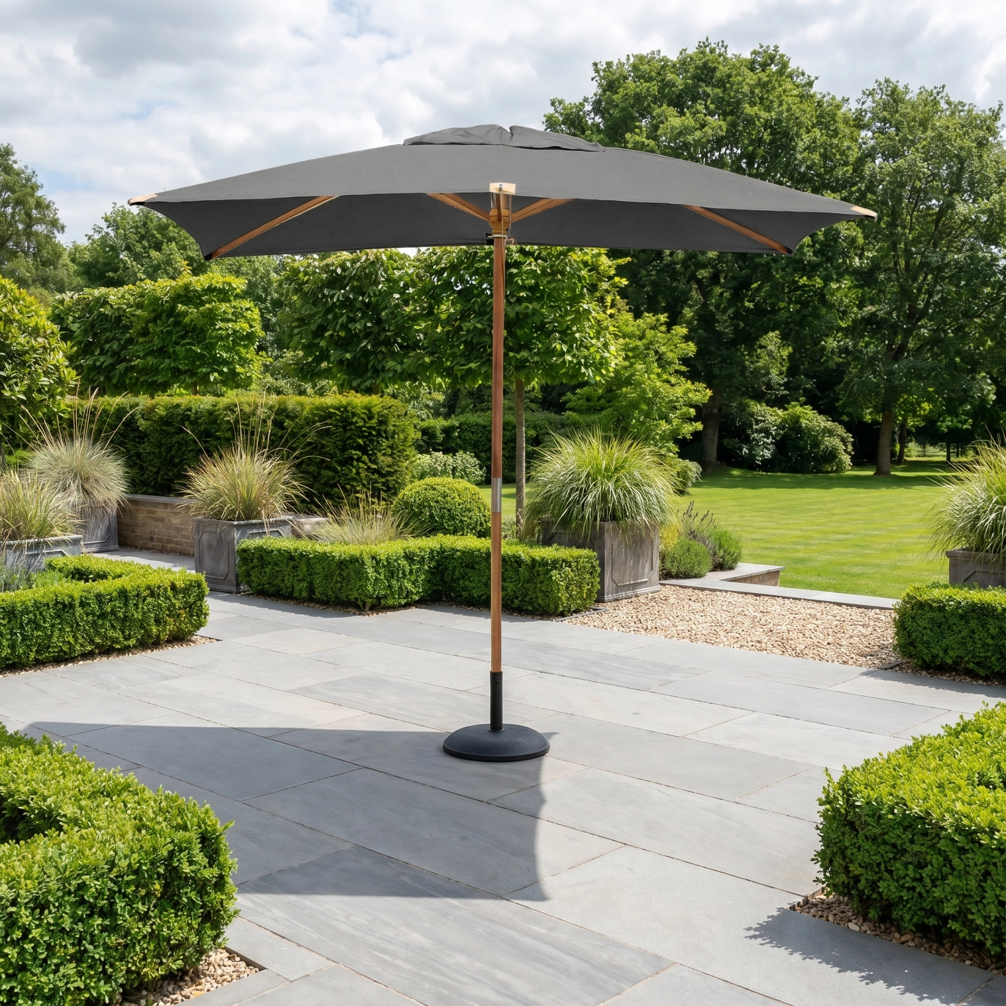 Harbour Lifestyle Styx 3m x 2m Rectangular Deluxe Wooden Parasol in Grey