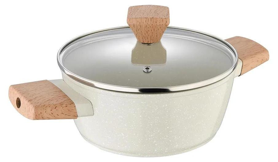 Bergner BG-34745 Naturally Marmeren pan met deksel, 20 cm