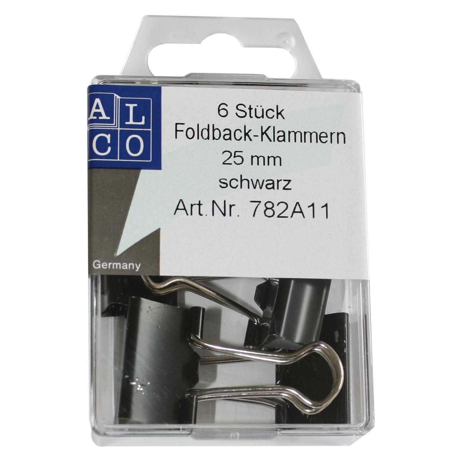 Alco Foldback-Klammern 25mm 6 Stück, schwarz (782A11)