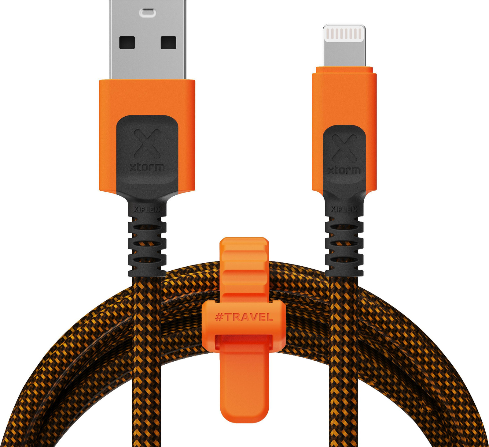 Xtorm Xtreme USB naar Lightning kabel, 1,5 meter, Zwart/Oranje