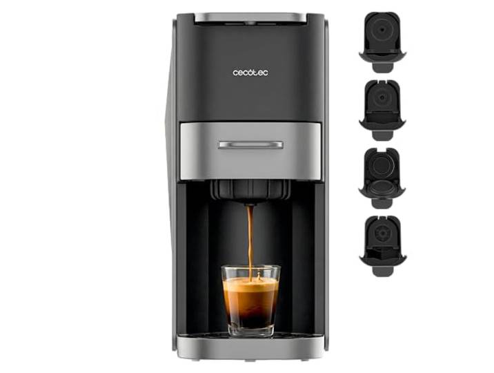 Cecotec Kapsel Kaffeemaschine FreeStyle Compact Dark Roast. 1200 W 20 Bar, Thermoblock, Kompatibel Mit Nespresso, Dolce Gusto, ESE Pod, Senseo Und Gemahlenem Kaffee, 700 ml Wassertank