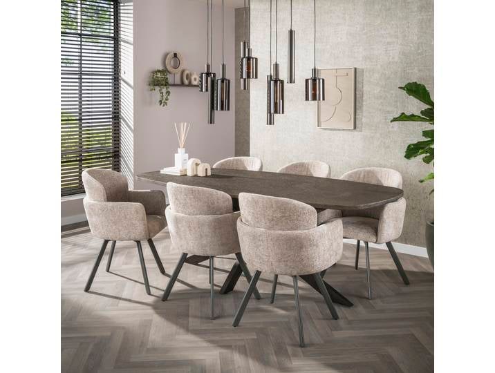 Esstisch Alur , dänisch Oval , 215 cm , Metallic-Optik