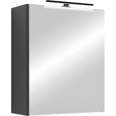 Spiegelschrank BYLIVING "Serie Spree, in vielen Breiten erhältlich", schwarz (anthrazit), B:50cm H:60cm T:15cm, FSC-zertifizierter Holzwerkstoff, Schränke, Spiegelschrank, Soft-Close, LED Beleuchtung mit Schalter- und Steckdosenbox