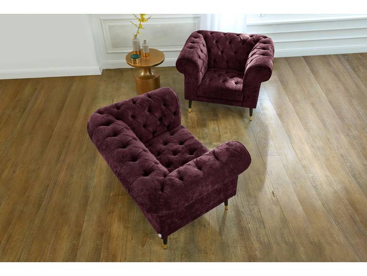Chesterfield-Sessel HOME AFFAIRE Tinnum Sessel , rot, B:106cm H:77cm T:87cm, Luxus-Microfaser Vintageoptik (66% PU, 27% Polyester, 7% Baumwolle);Struktur weich( 97% Polyester, 3% Polyacryl), Sessel, Chesterfield-Sessel