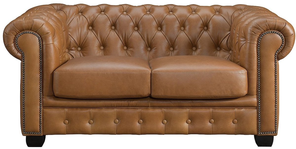 Vente-unique BRENTON Chesterfield 2-zitsbank van bruin leer