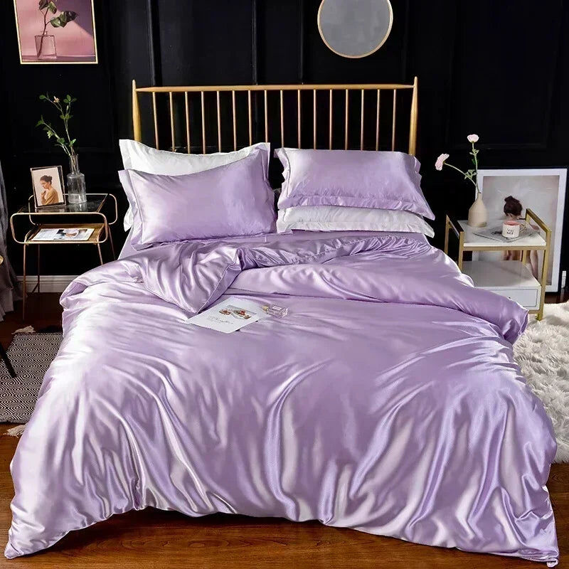 La parure de lit Parure de Lit en Satin lavande - 50x75 cm 200x230 cm