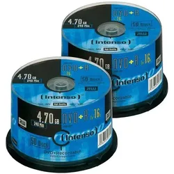 Intenso DVD+R 4.7GB 16x, 100er-Spindel (100x), Optischer Datenträger