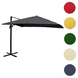 Gastronomie-Ampelschirm HWC-A96, Sonnenschirm, 3x4m (Ø5m) Polyester/Alu 26kg ~ anthrazit ohne Ständer