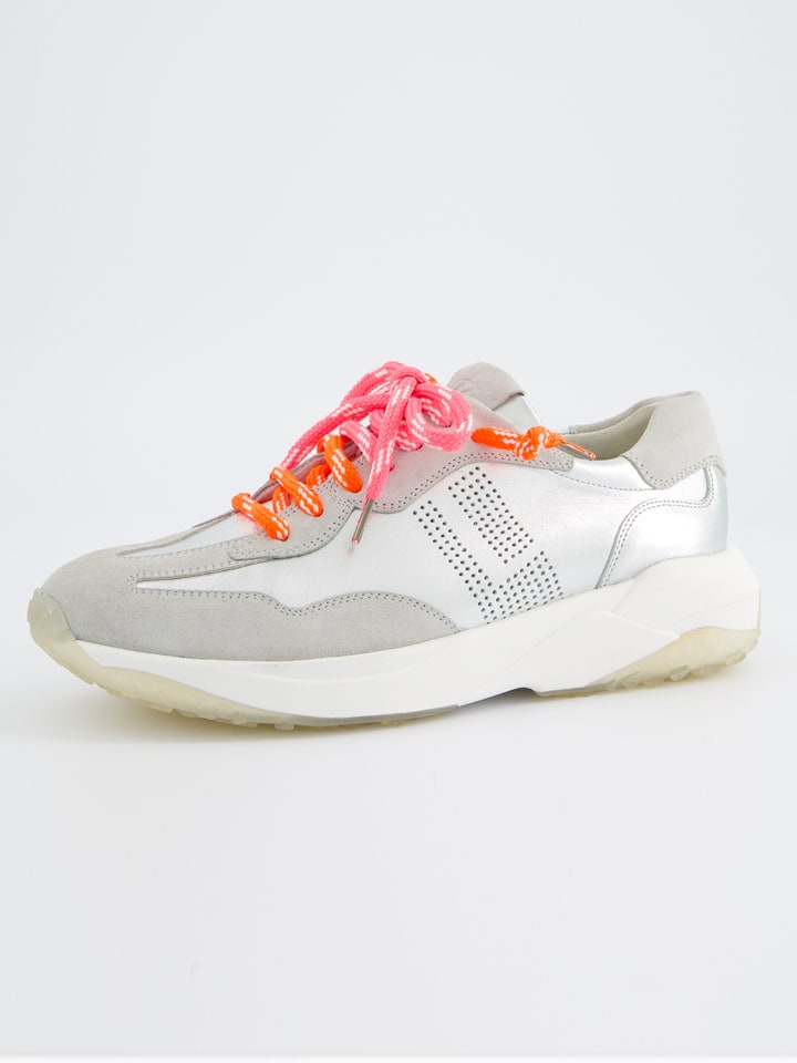 Paul Green Leder-Sneakers in Silber/ Creme - 40,5
