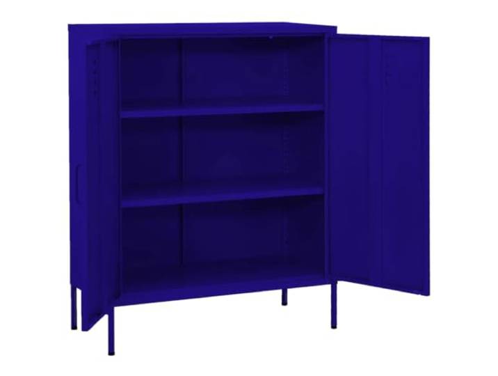 KLGBNCVE Lagerschrank Marineblau 80x35x101,5 cm Stahl 2 Türen, Einlegeböden, Stellfüße, höhenverstellbar, Beistellschrank, Sideboard, Bücher, Zeitschriften