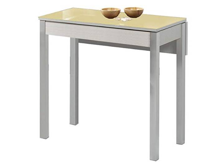 ASTIMESA Küchentisch mit Flügel, aus Glas, Beige, 50 x 90 cm