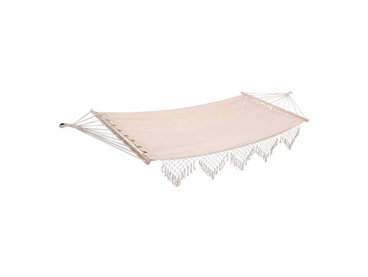 Selsey Boho - Hängematte in Creme mit Spreizstab und Fransen für Outdoor und Indoor
