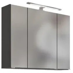 Spiegelschrank Arezzo mit LED 3-türig ca. 80x64 cm Grau