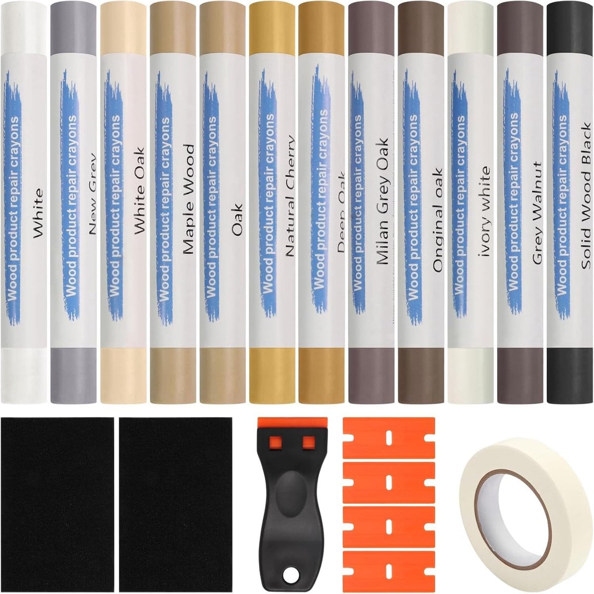 Reparatieset voor vloeren en meubels met 12 mengbare kleuren, 12 stuks, meerkleurig
