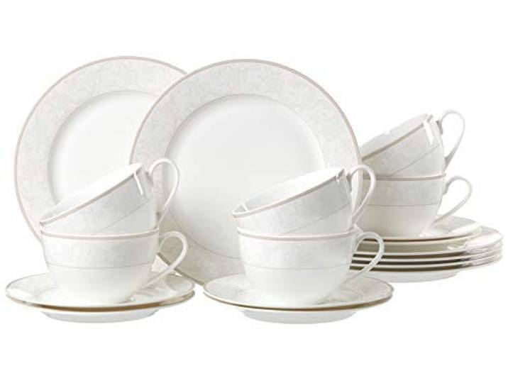 Ritzenhoff & Breker Kaffeeservice Isabella, 18-teilig, Fine-China-Porzellangeschirr, Weiß mit Ornamenten, 37 x 26 x 25 cm