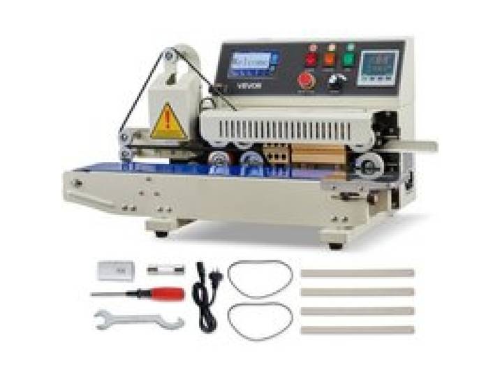VEVOR Kontinuierliche Versiegelungsmaschine, 6–12 mm Siegelbreite, Horizontal, mit Tintendruck, Siegelmaschine, Temperatur & Geschwindigkeit einstellbar, für 0,03–0,8 mm Plastiktüten