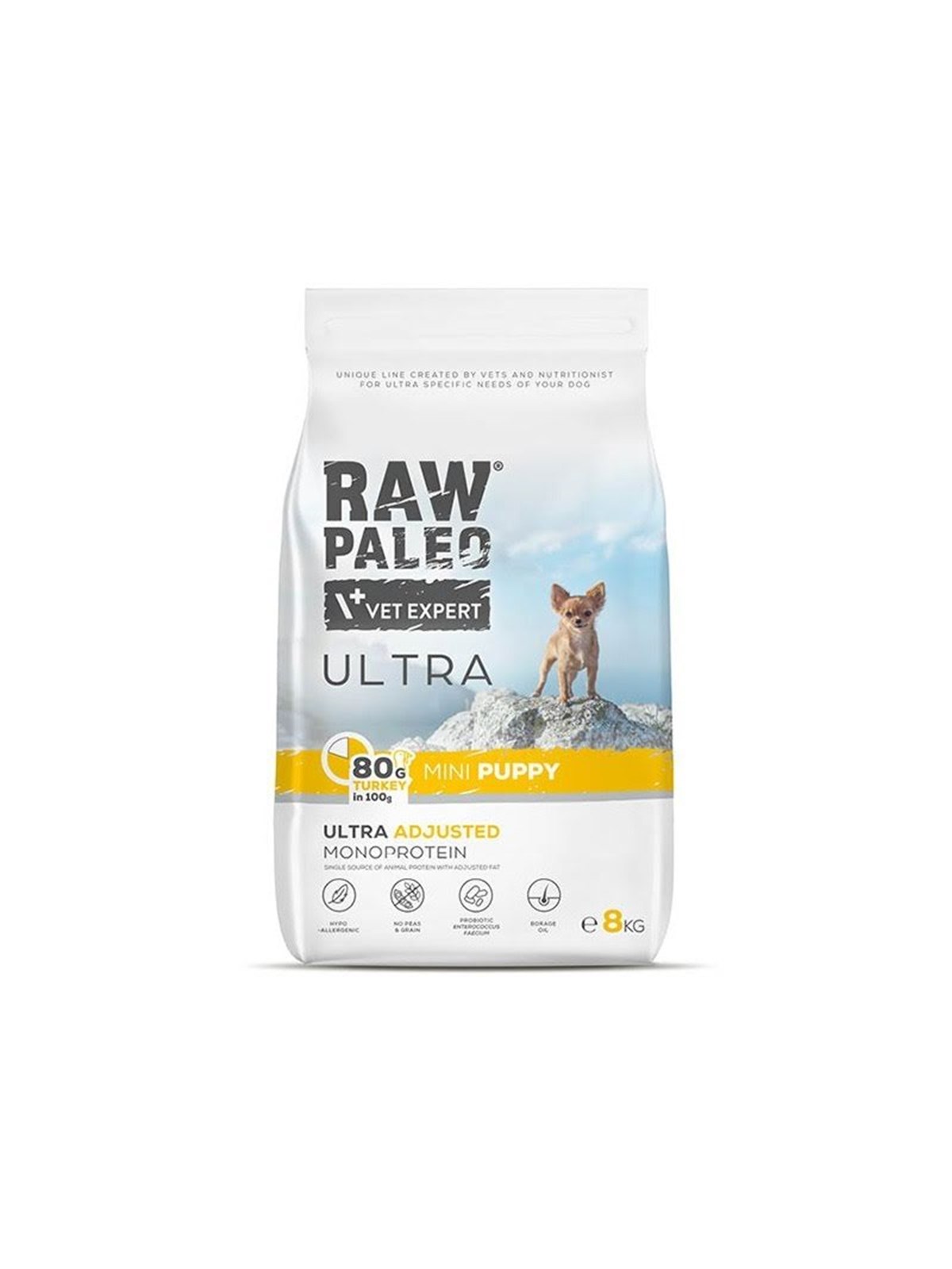 VetExpert Raw Paleo Ultra Mini Puppy Turkey - Trockenfutter für Welpen - 8kg
