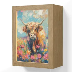 WANDLEUCHTE Schottische Hochländer - Natur - Farbenfroh - Blumen Wandlampe 15x20 cm Wandlampe