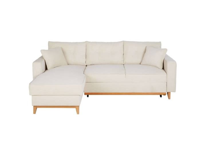 Eck-Sofa im skandinavischen Stil mit Schlaffunktion, beige
