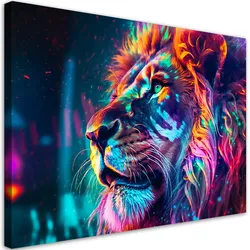 WANDBILD neon tier löwe ai