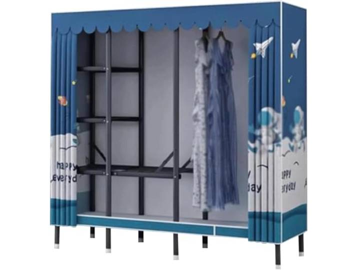 Tragbarer Stahlrahmen-Kleiderschrank, Schlafsaal, Schlafzimmer(C,170cm)