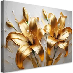 WANDBILD glamouröse goldene lilien blumen pflanzen