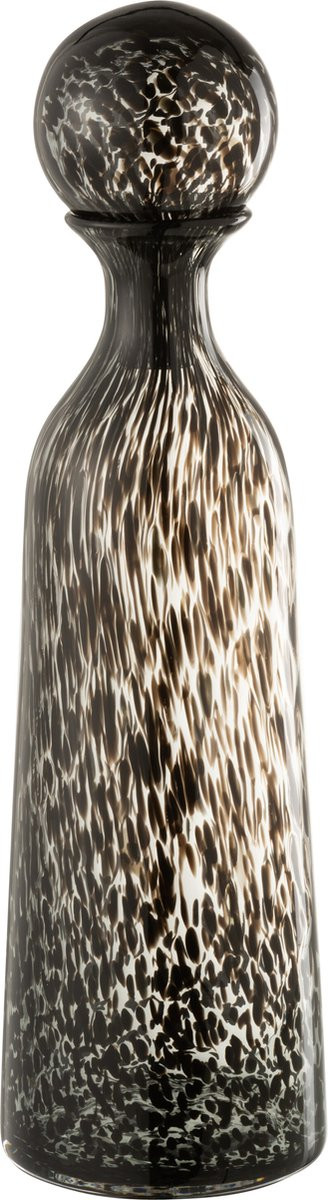 J-Line Decoratieve Fles met Stop Stip Hoog - Glas - Zwart - Large