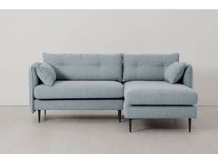 Model 19 Dreisitzer Chaiselongue-Sofa (Rechts), Meerglasblau