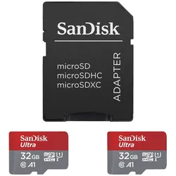 SanDisk Ultra microSDHC Speicherkarten 32GB - 2 Pack + SD Adapter