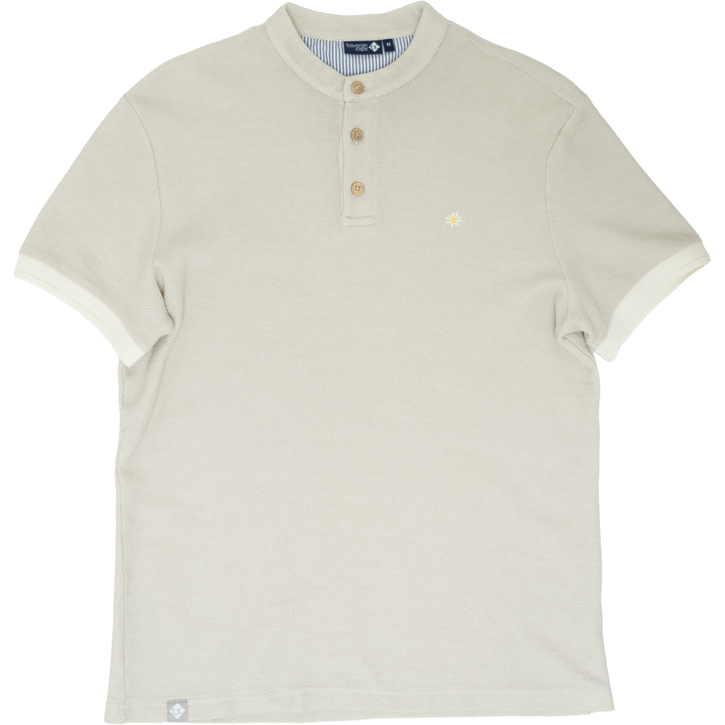 Bavarian Caps Edelweiß Feinstrick Polo Herren T-Shirts beige Größe S Lifestyle Atmungsaktiv