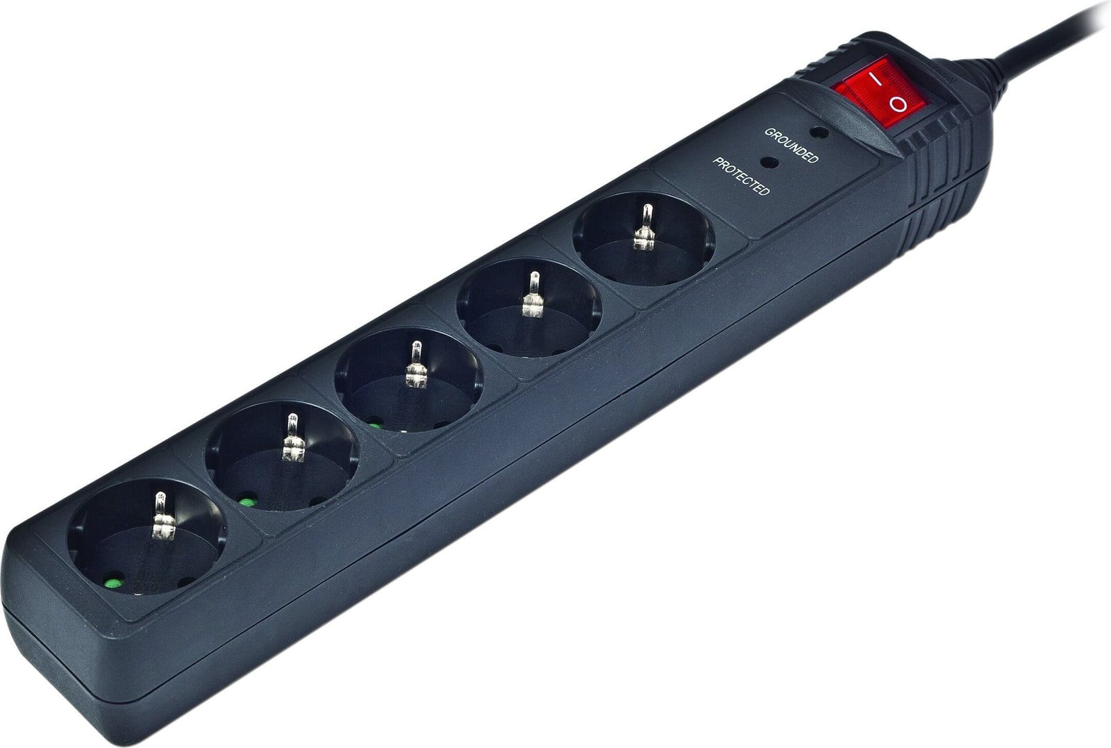 EnerGenie Gembird SPG5-C-5 stekkerdoos met 5 stopcontacten, 1,5 m, zwart