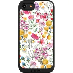 Nivocase Handyhülle für Apple iPhone 7 Hülle NIVOpure Case Schwarz Blumen Frühling Muster (Apple iPhone 7), Smartphone Hülle, Schwarz