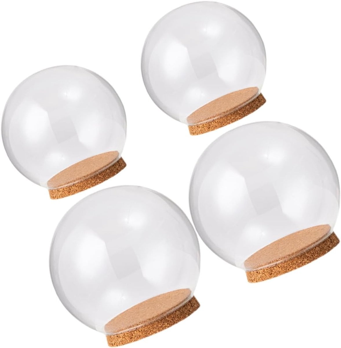 Glazen Stolp met Kurken Basis voor Decoratie en Bloemenpresentatie - Transparant - B: 12 cm, H: 10 cm