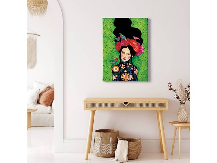 home24 Afbeelding Well Kept Secret polyester PVC/sparrenhout groen 50 x 70cm