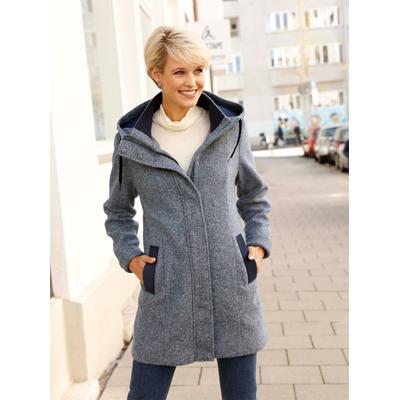 Langjacke CLASSIC BASICS, Damen, Gr. 44, blau (rauchblau, meliert), 100% Polyester, Futter:100% Polyester, meliert, Jacken Langjacke