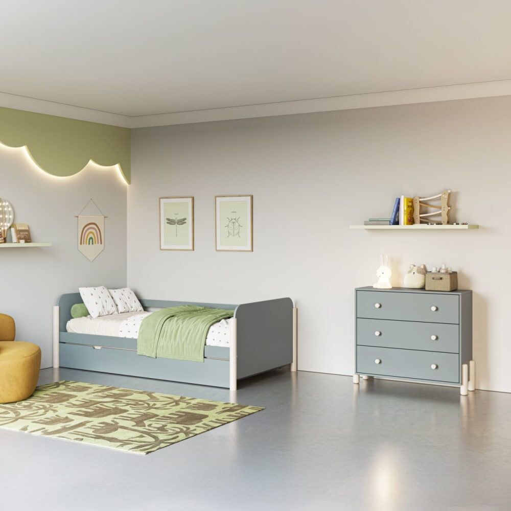 duehome Cómoda madera, verde, 90 x 80 x 40