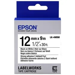 Epson Etikettenkassette LK-4WBW - Stark haftend - schwarz auf weiß - 12mmx9m