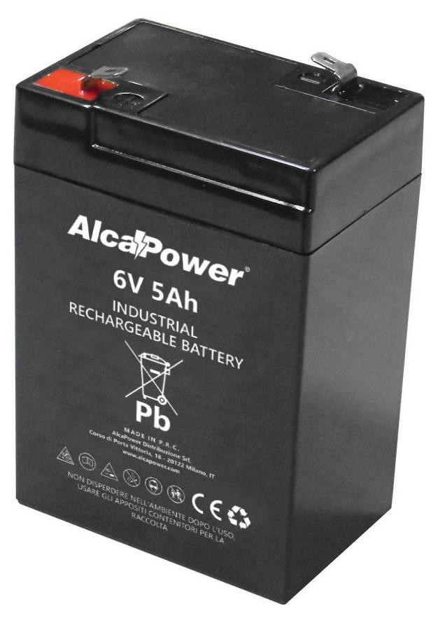 ALCAPOWER 6V 5Ah AGM-accu verzegeld en oplaadbaar met Faston T1-aansluiting