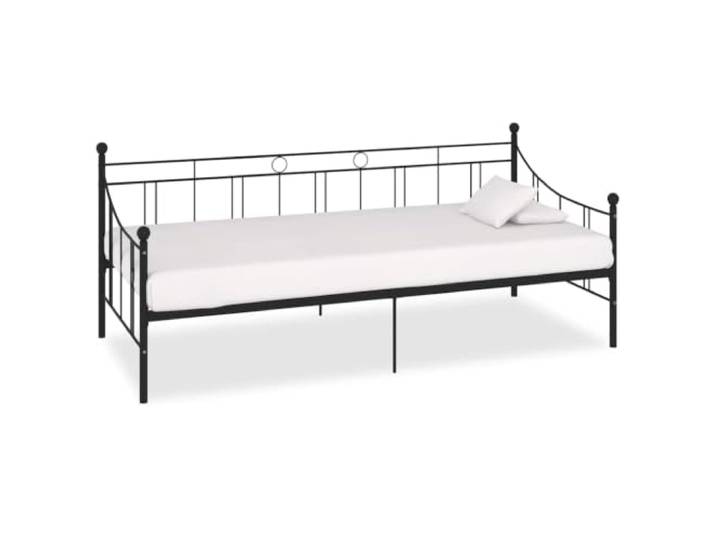 RJPLMFV Bettgestell, Metall, Schwarz, 90 x 200 cm Schlafsofa für Tag und Nacht, stabile Stahlkonstruktion, Lattenrost inklusive, einfach zu montieren
