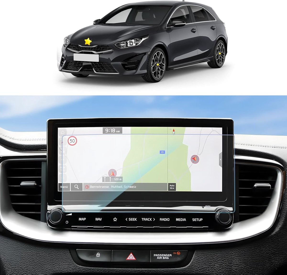 Krasbestendige displaybeschermfolie voor 10,25 inch GPS navigatiescherm