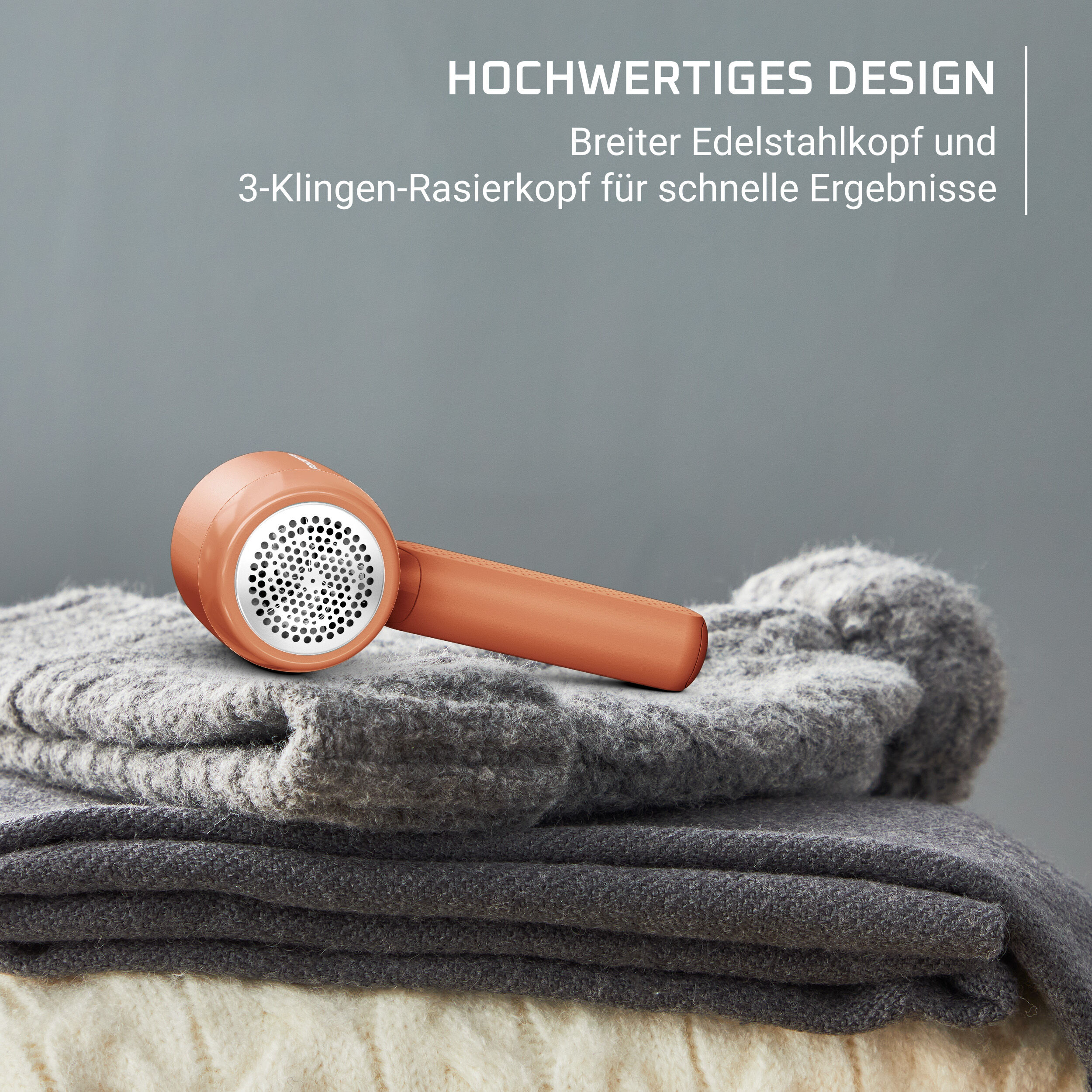 Rowenta Fusselrasierer "Easy Care, wiederaufladbarer Fusselentferner, einfache Handhabung", braun (terrakotta), B:6,95cm H:19,8cm T:8,4cm, Fusselrasierer, breiter Edelstahlkopf, 3-fach gezahnte Klingen, JA8001, Fusselrasierer