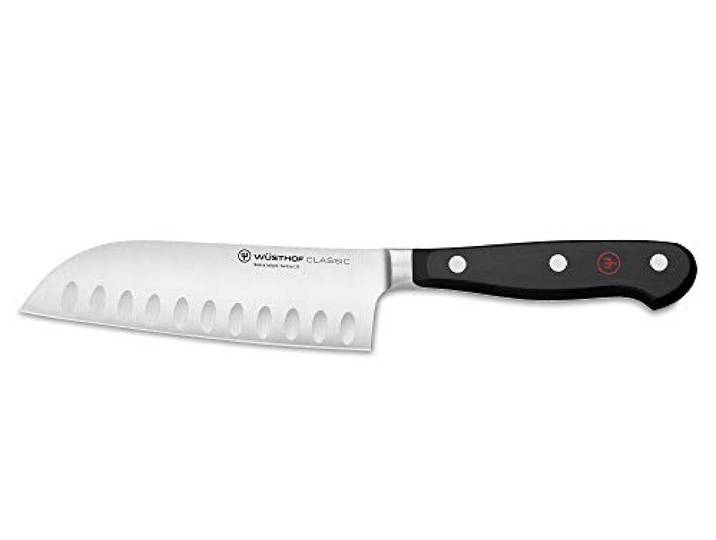 WÜSTHOF Santoku mit Kullen, Classic (1040131314), 14 cm Klinge, geschmiedet, rostfreier Edelstahl, sehr scharf, asiatisches Kochmesser, Sushimesser, Schwarz