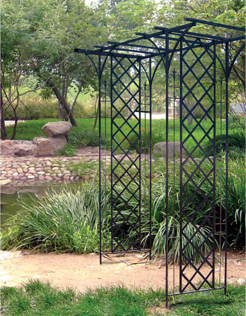 Lily Manor 193cm W x 66cm D Arbour in Black Black 213cm H X 193cm W X 66cm D